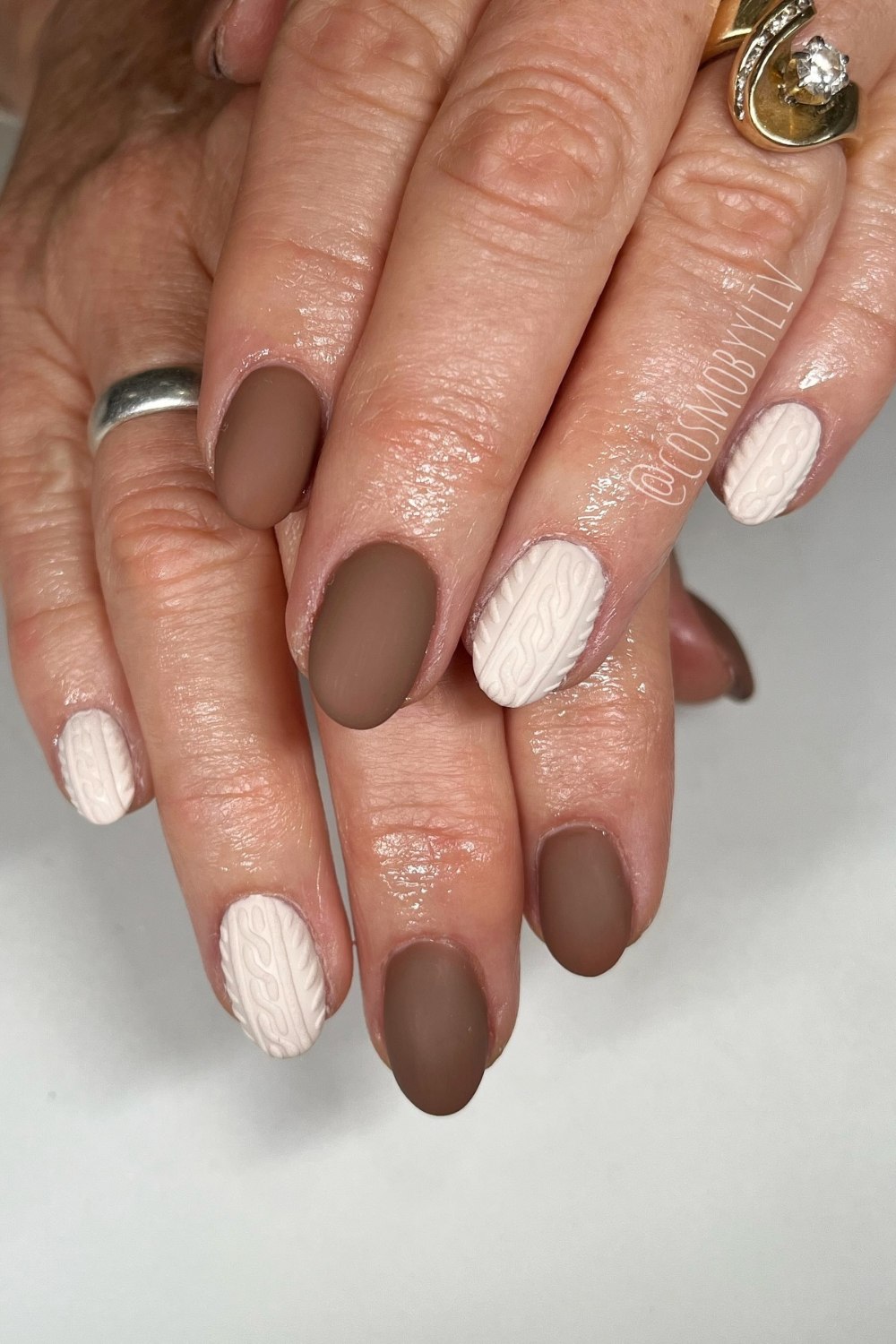 Matte Brown with Cable Knit Texture
