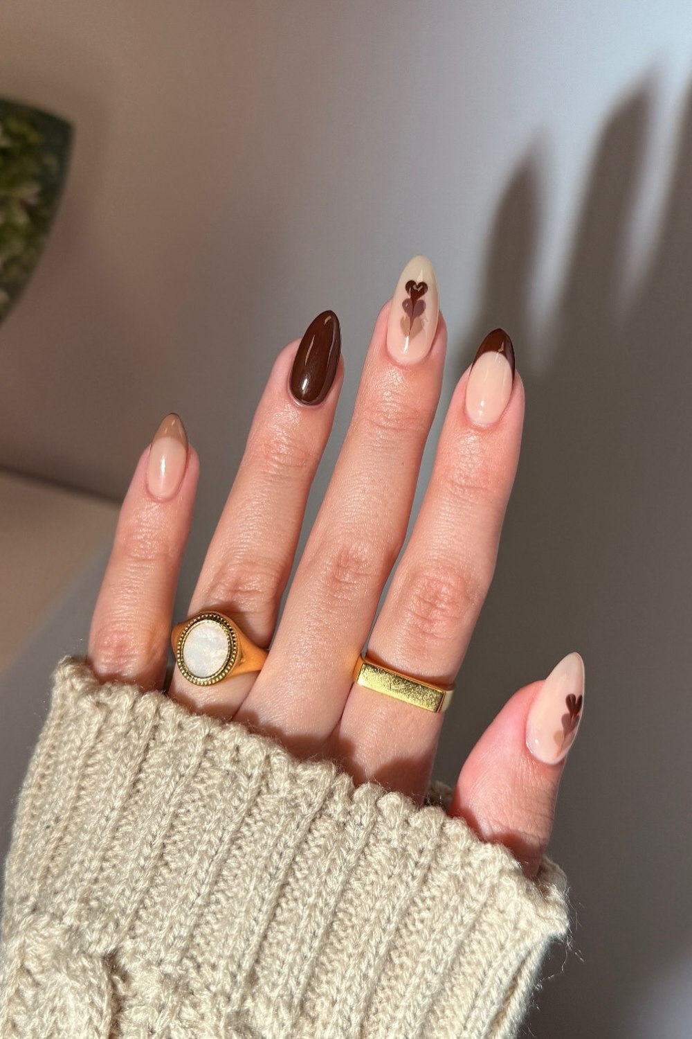 Nude and Brown Hearts