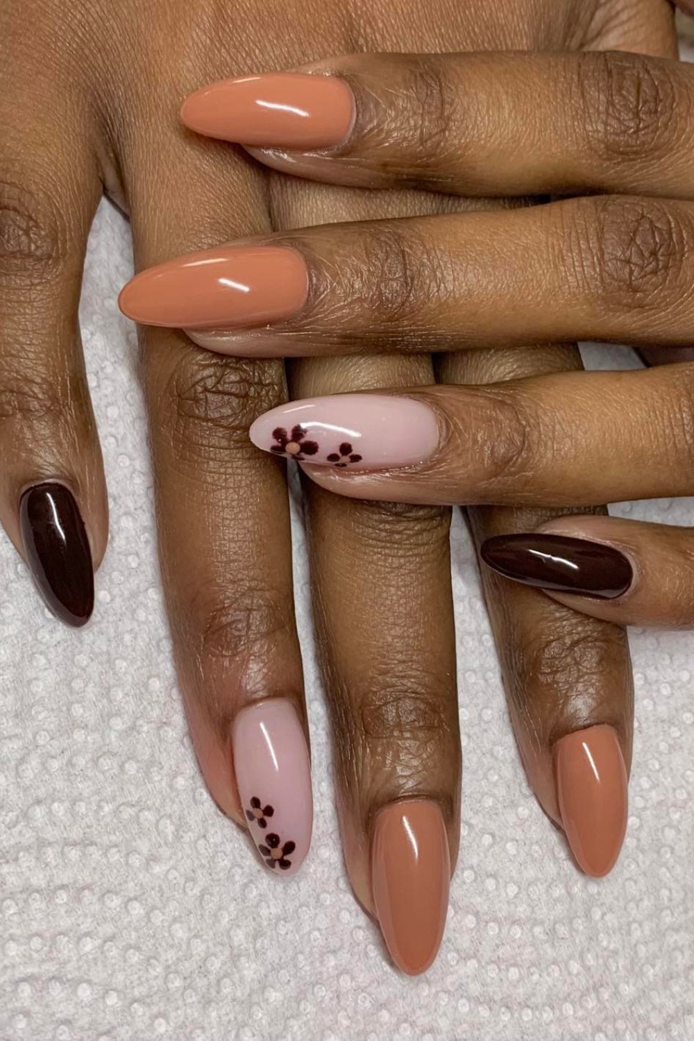 Nude and Brown Florals