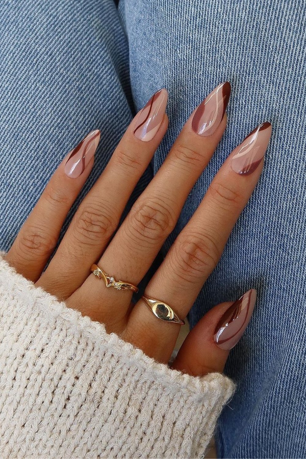 Nude Pink with Brown Swirls