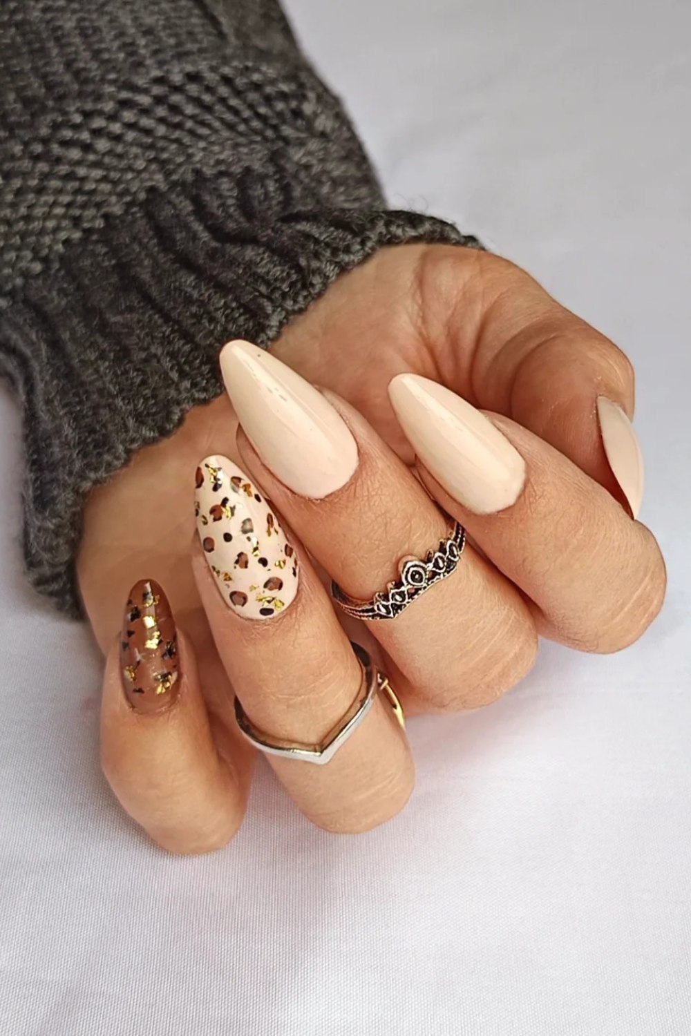 Nude Almonds with Leopard and Gold