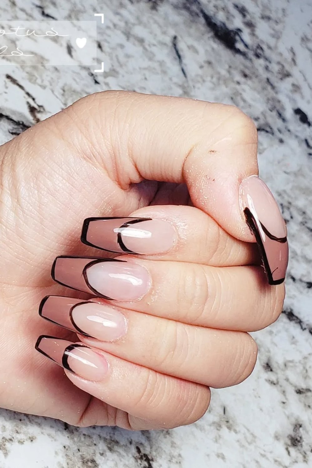 Brown French Tips with Black Outline