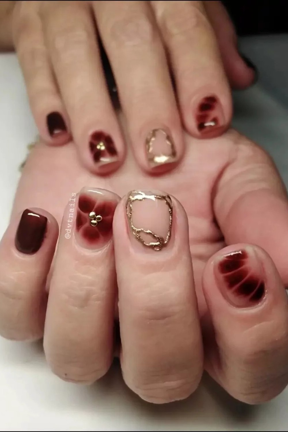 Dark Brown with Gold Floral Accents