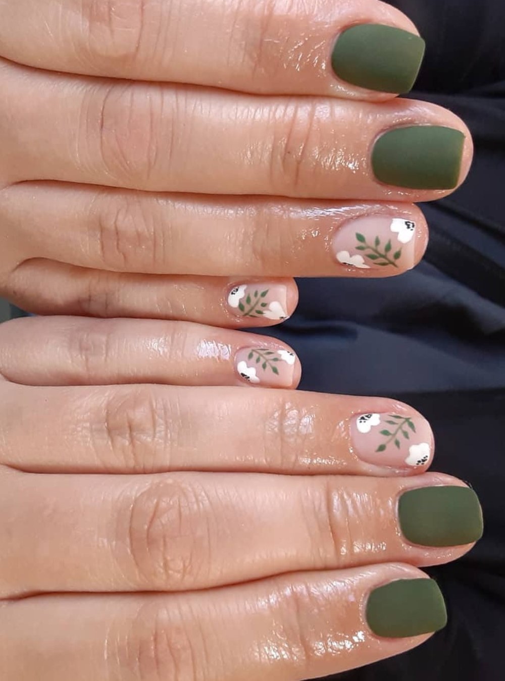 Forest Green with Delicate Nude Florals