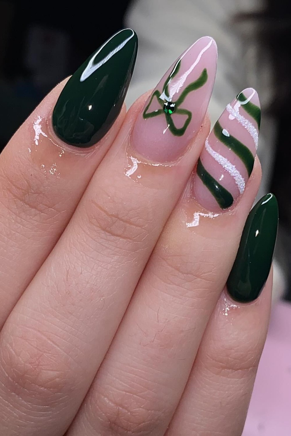 Glossy Forest Green with Bow Details