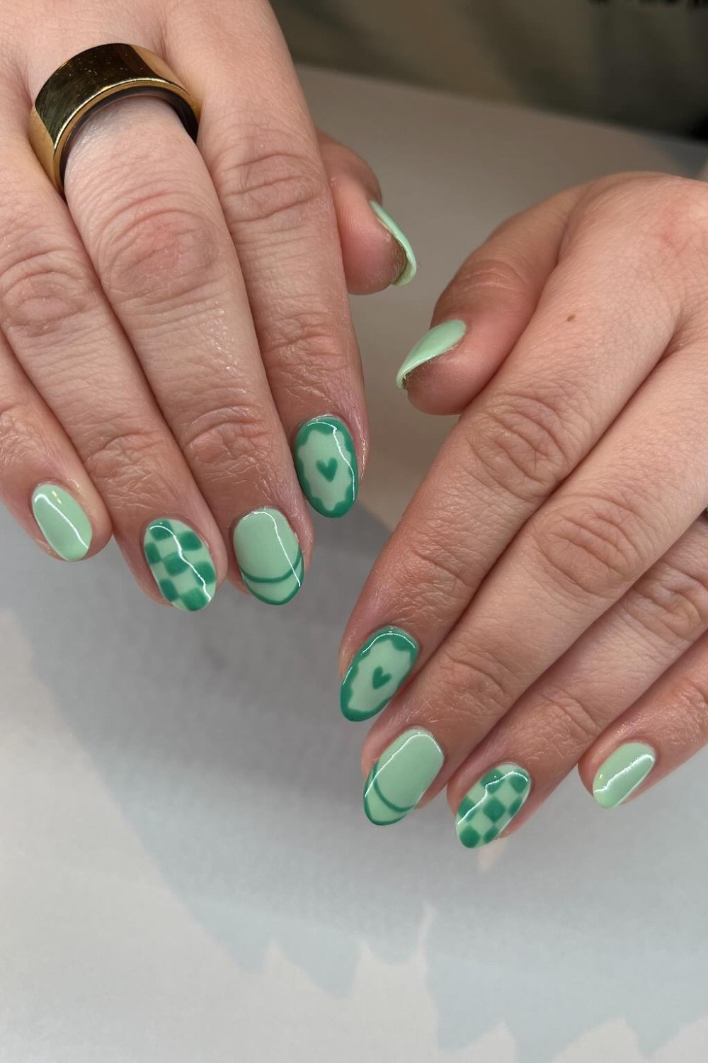 Abstract Green Hearts