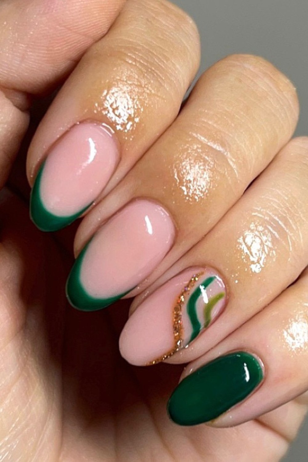 Pink and Forest Green with Swirl Accent
