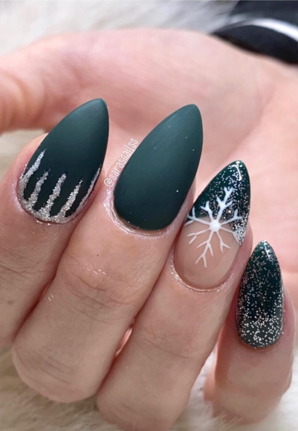 Forest Green with Silver Ombre