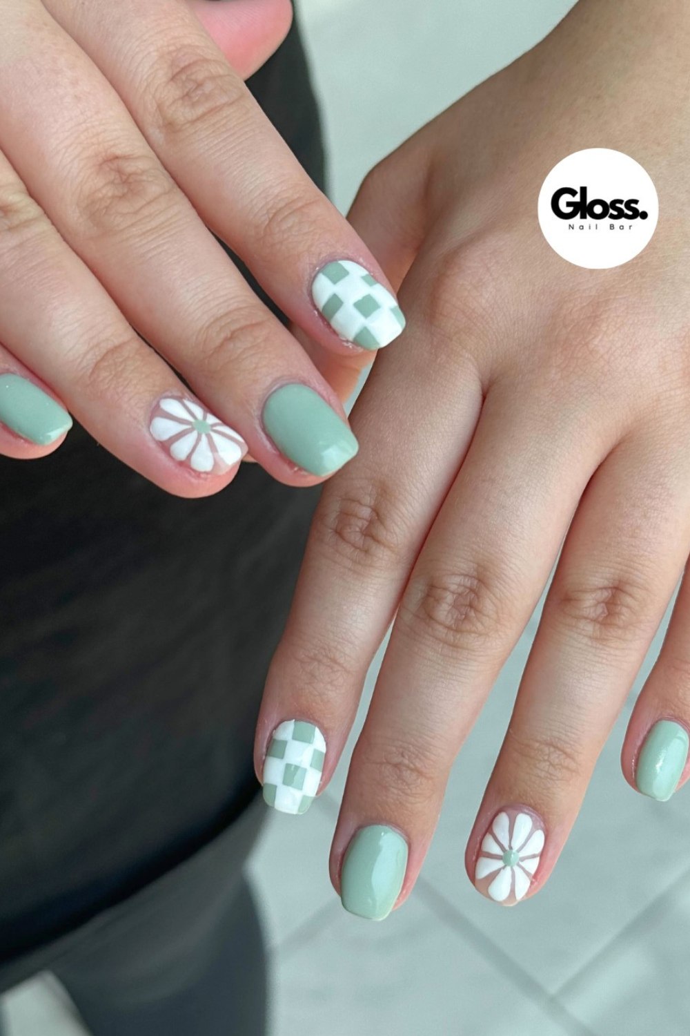 Checkered & Floral Square