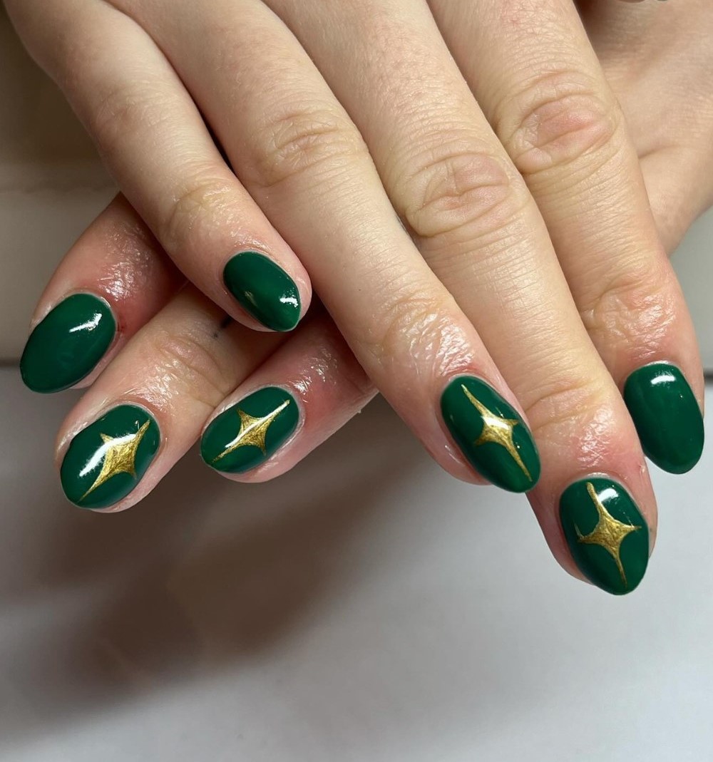 Forest Green with Gold Stars
