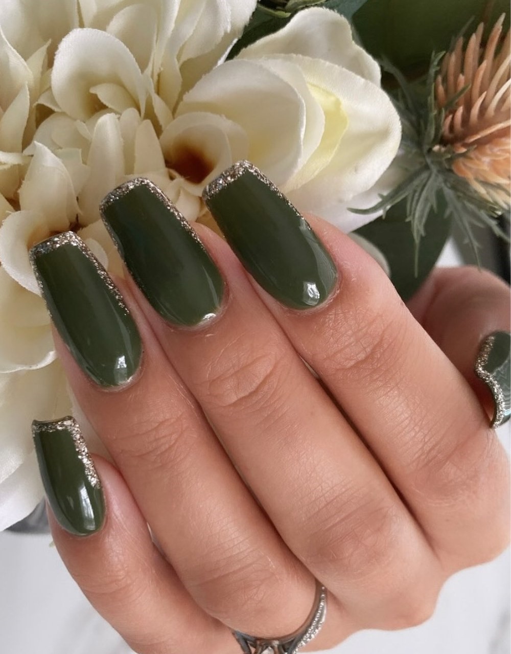 Forest Green with Metallic Silver Tips