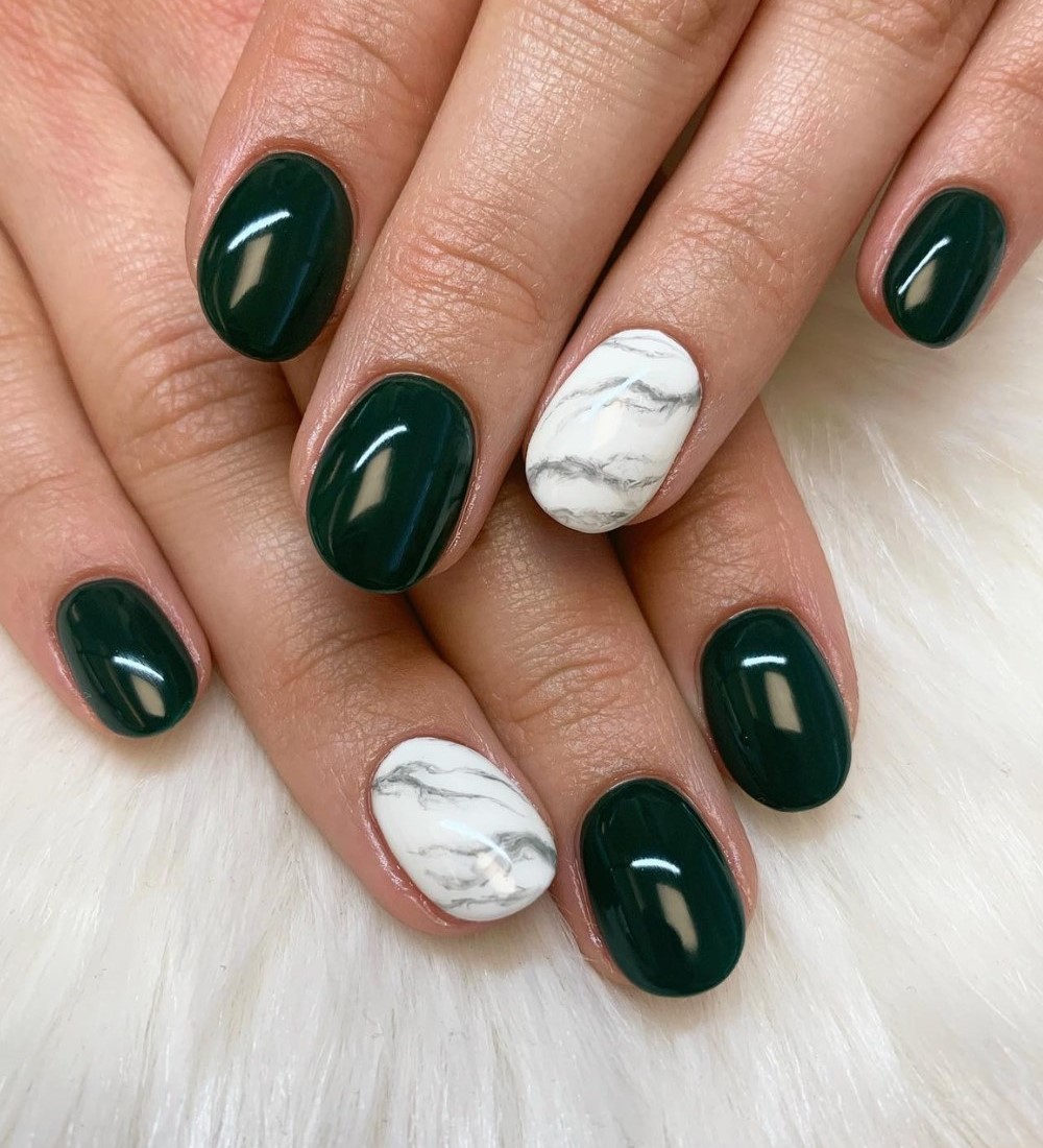 Forest Green with White Marble Contrast