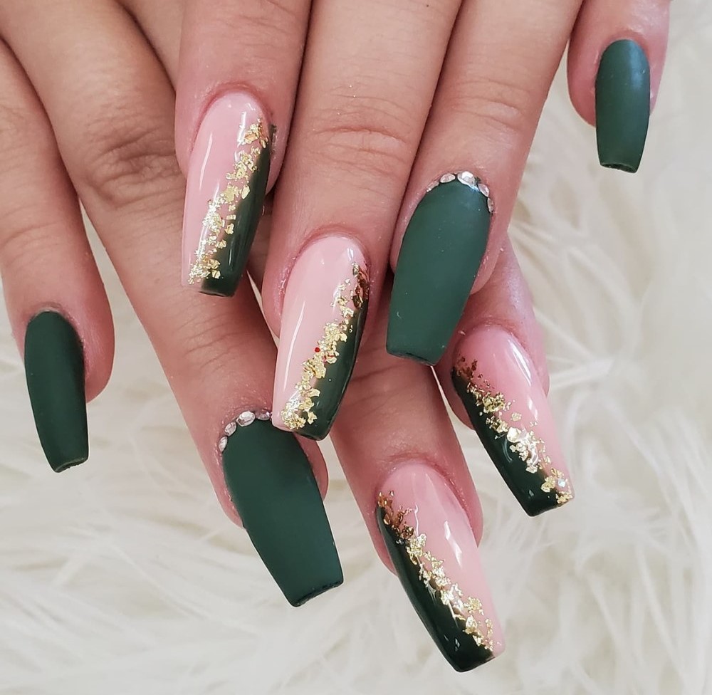 Forest Green and Soft Pink with Gold Foil
