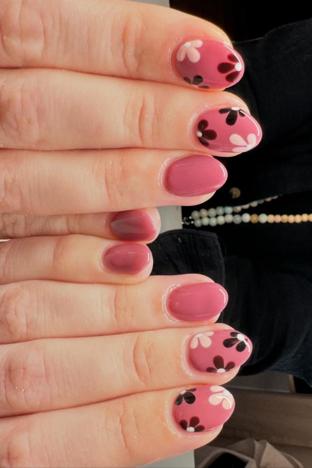 Mauve with Black and White Florals