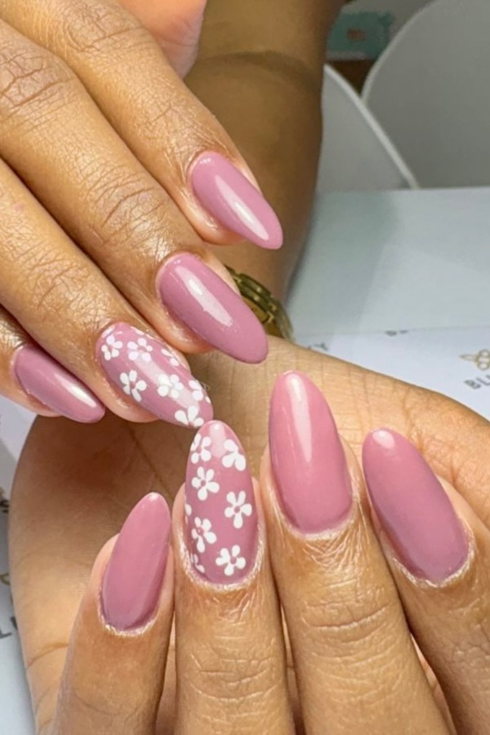 Dusty Mauve with White Florals