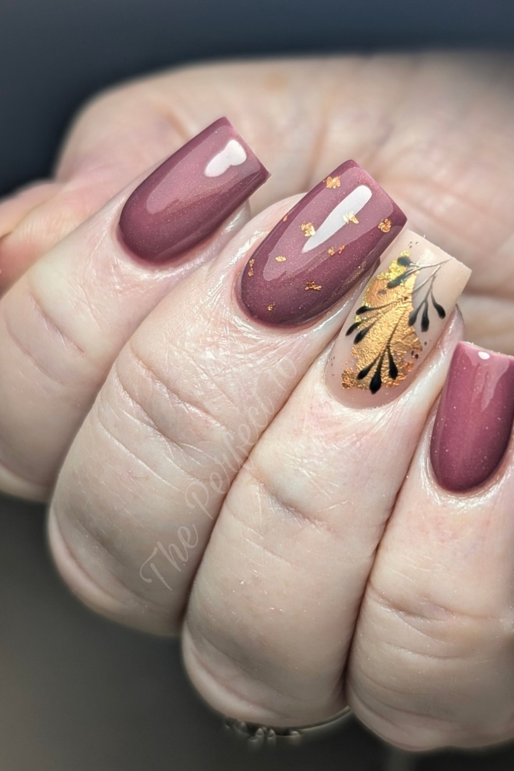 Deep Mauve with Gold Foil