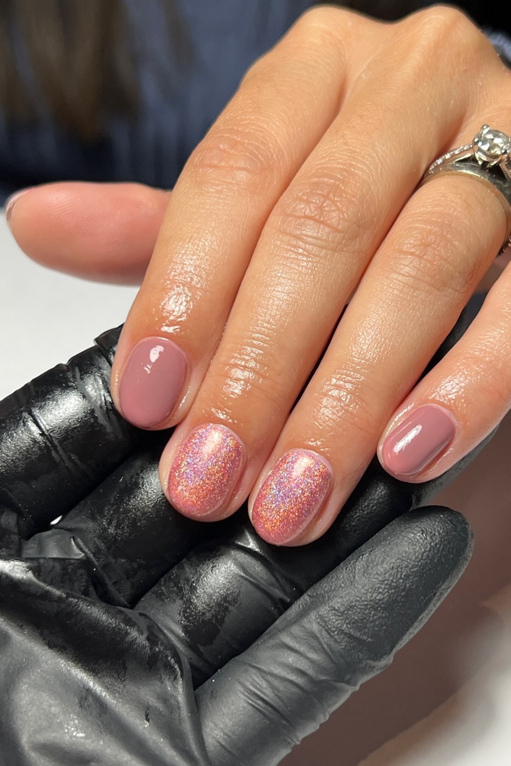 Mauve with Holographic Glitter