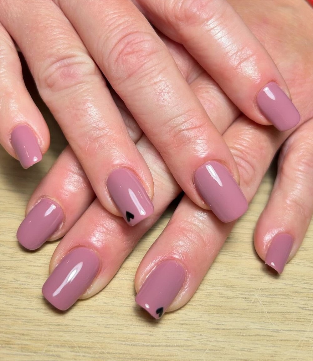 Mauve with Tiny Black Hearts