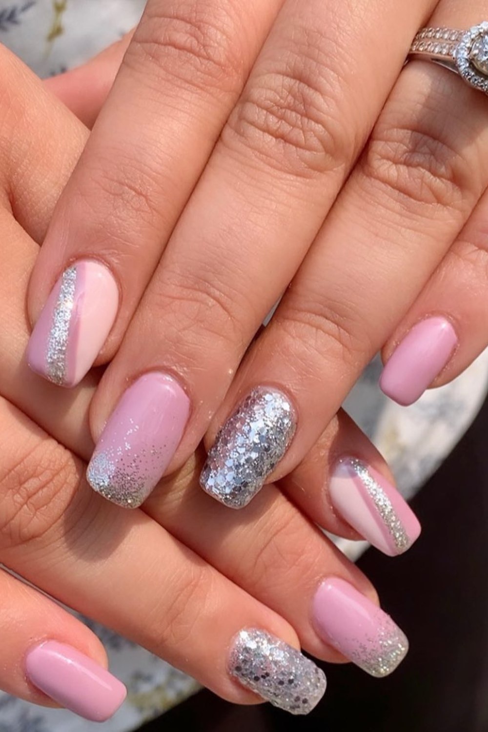 Light Pink to Silver Glitter Ombré