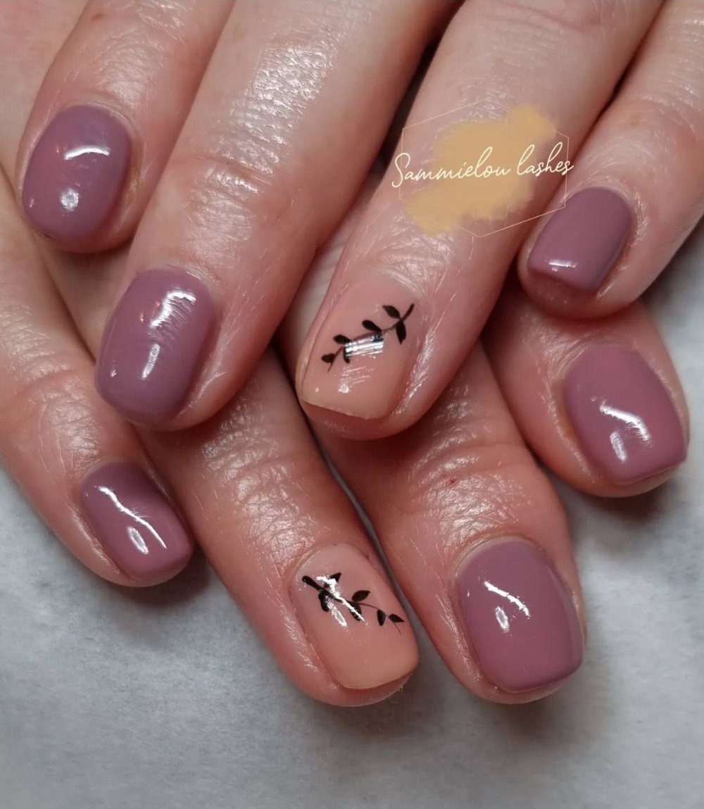 Dusty Mauve with Floral Art