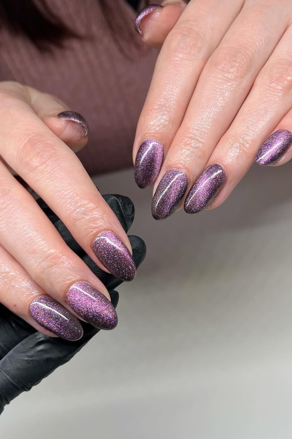 Solid Mauve with Glitter Ombré