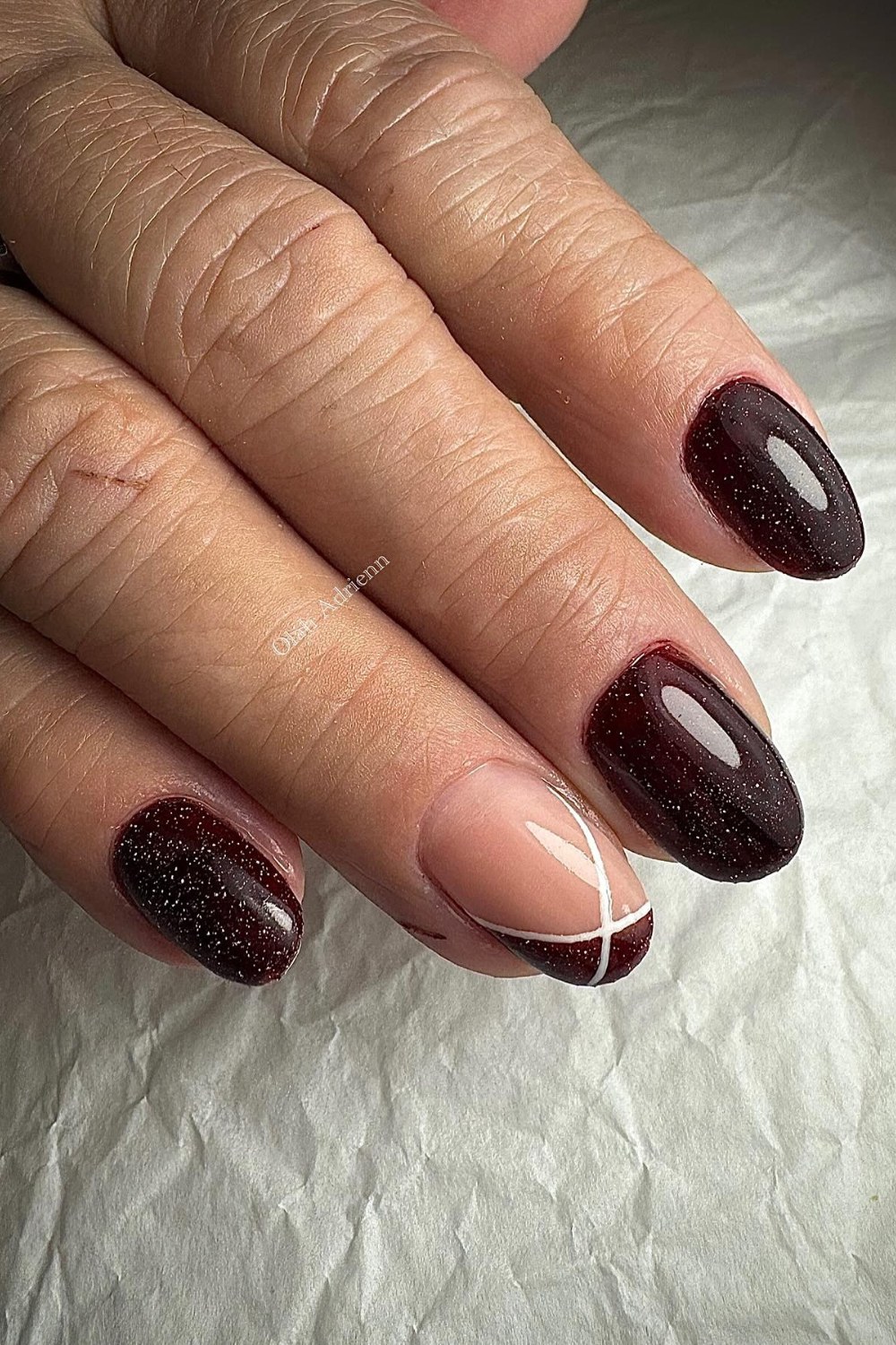 Glittery Burgundy French