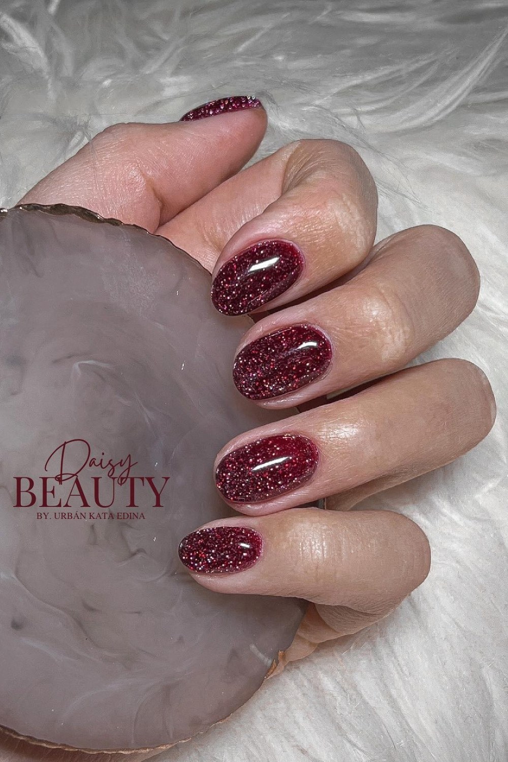 Glittery Burgundy Ovals