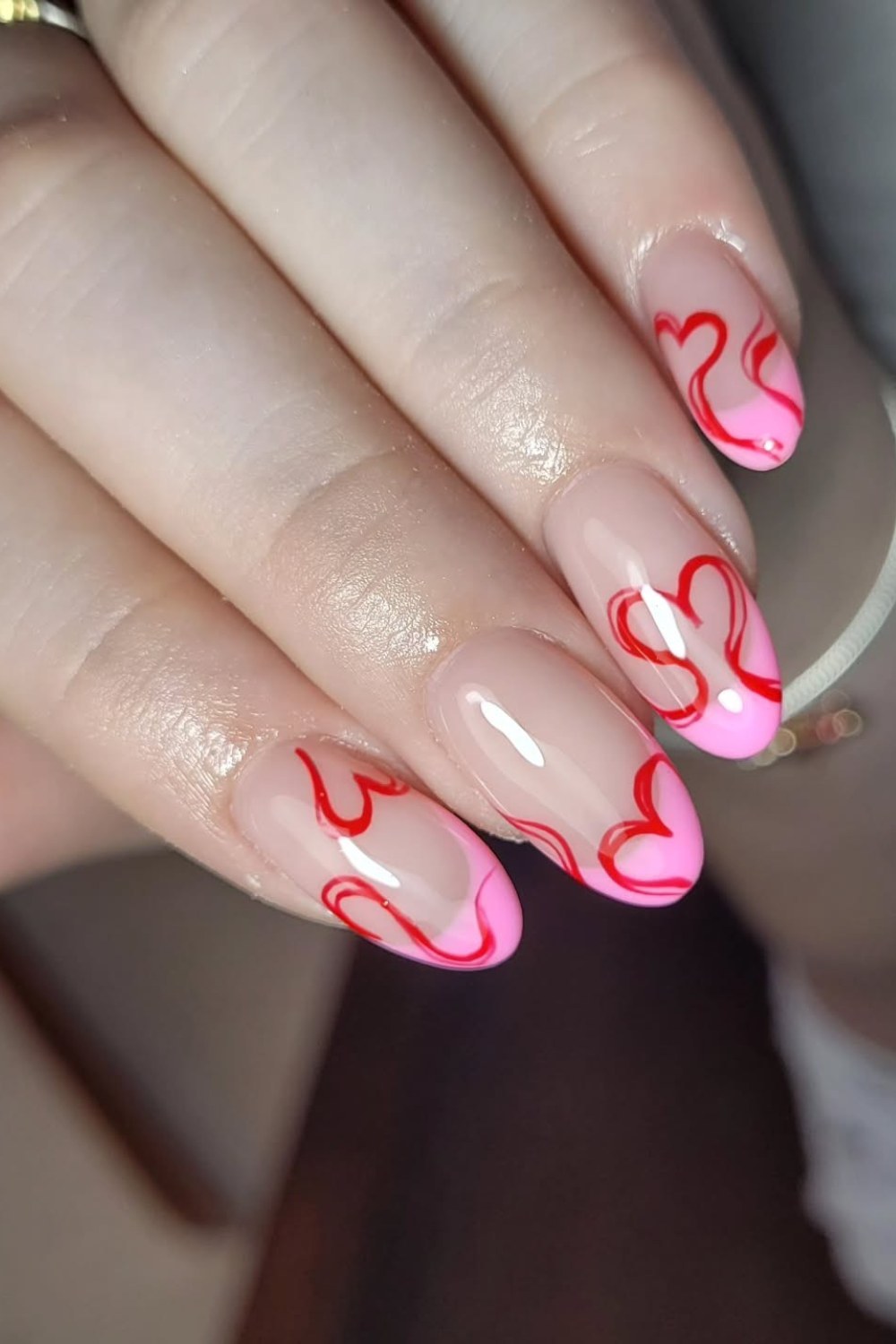 Outlined Hearts With Pink French