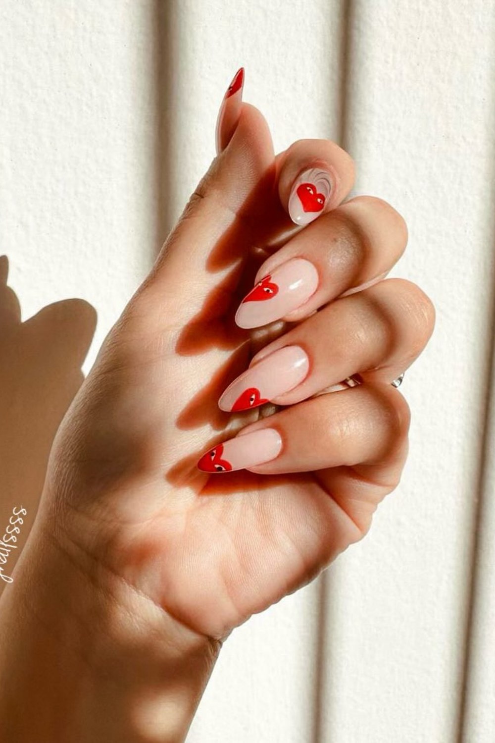 Heart-Tipped Nude Nails
