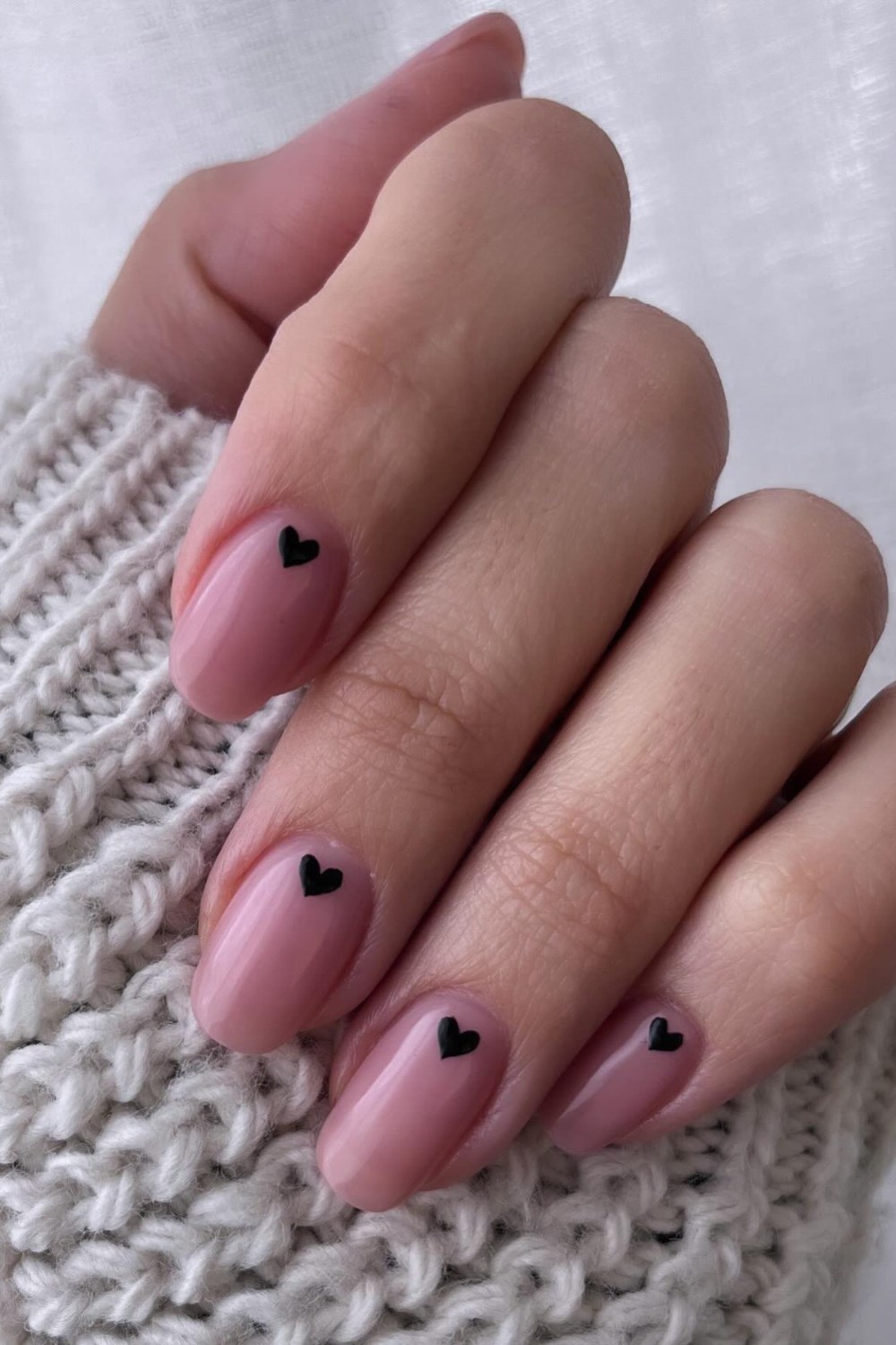 Pale Pink With Black Hearts