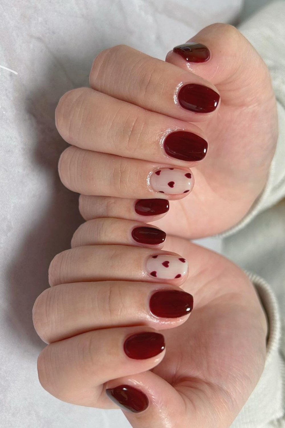 Burgundy With Heart Accents