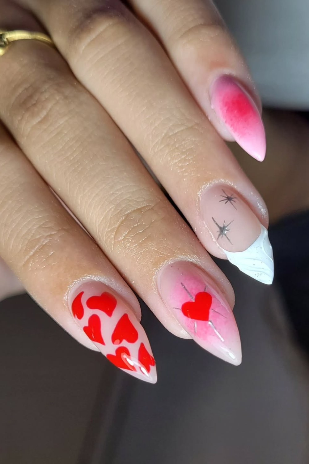 Hearts and Stars French Manicure