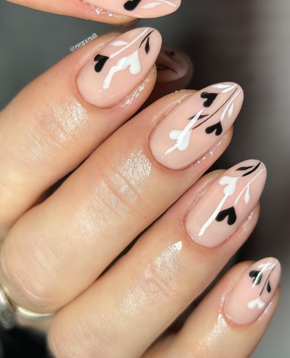 Floral Hearts in Black and White