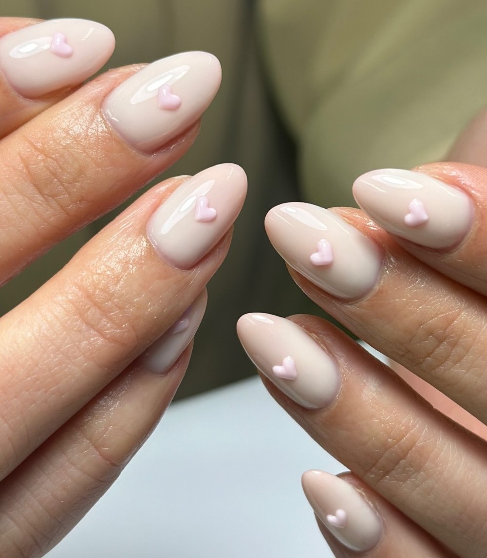 Milky White With Raised Hearts