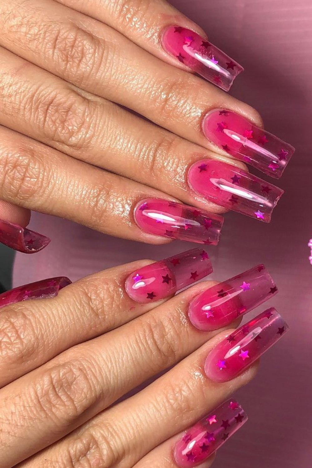 Hot Pink with Star Glitter