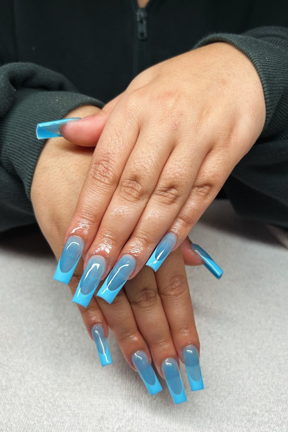 Blue Ombre French Gradient