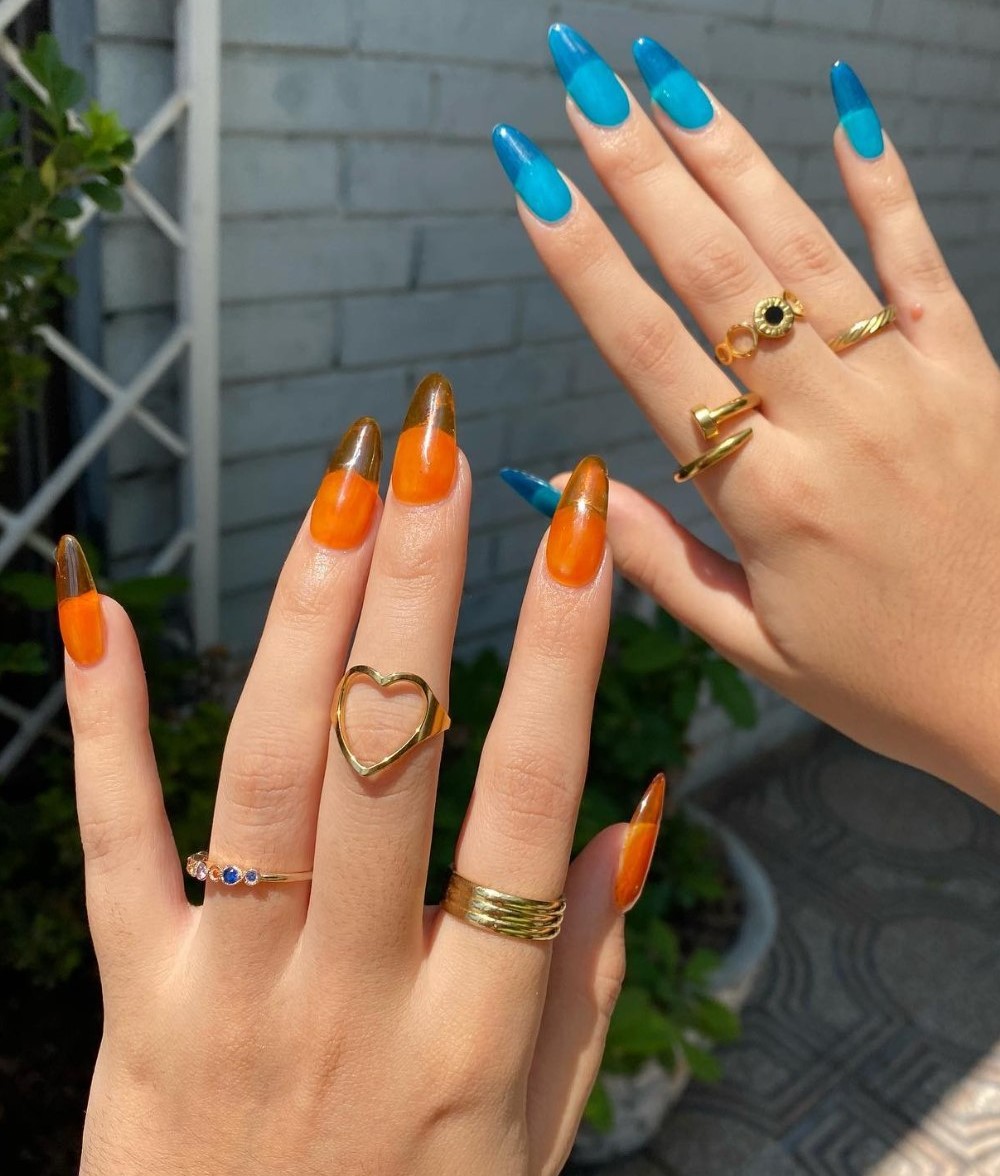 Bold Blue and Orange Contrast