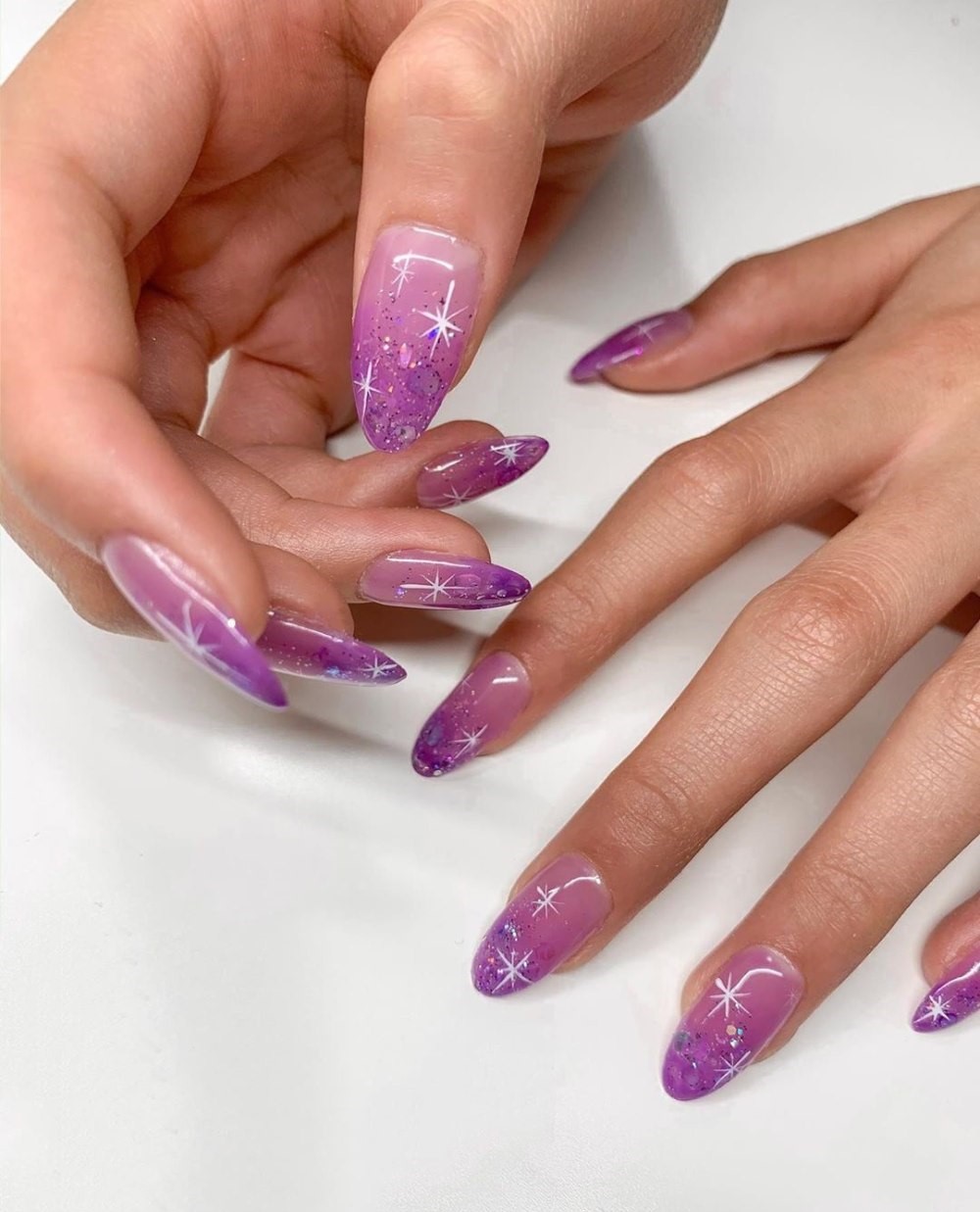 Gradient Purple with Sparkly Stars