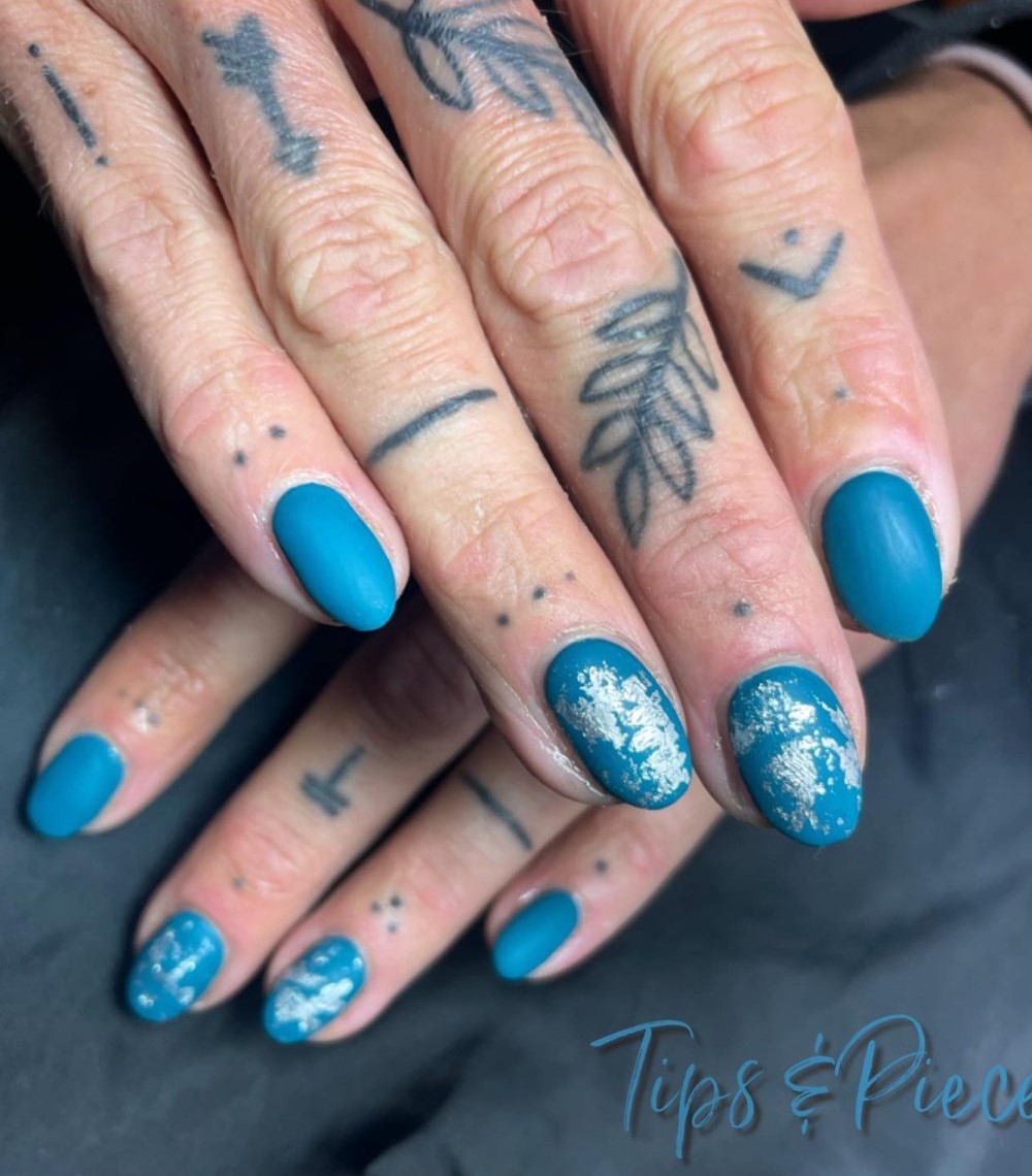 Electric Blue with Silver Foil