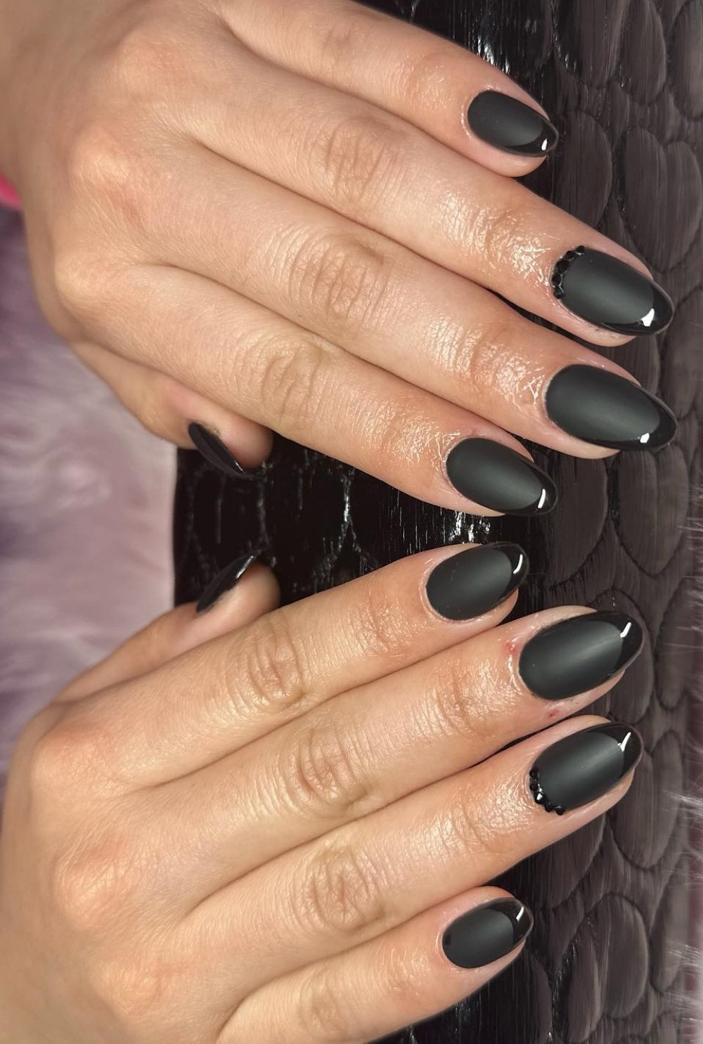 Matte Meets Glossy Black French