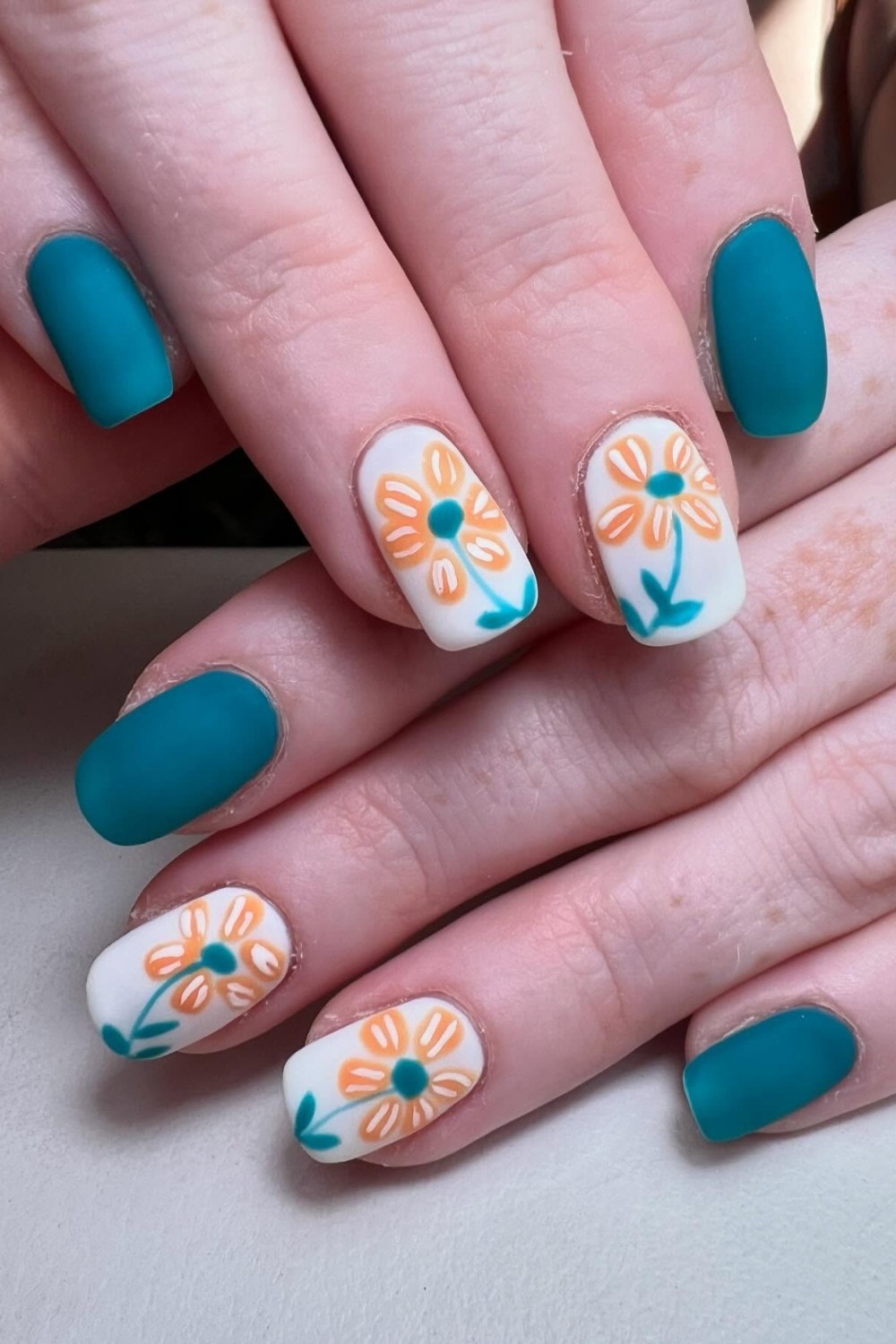 Teal Dreams with Floral Accents